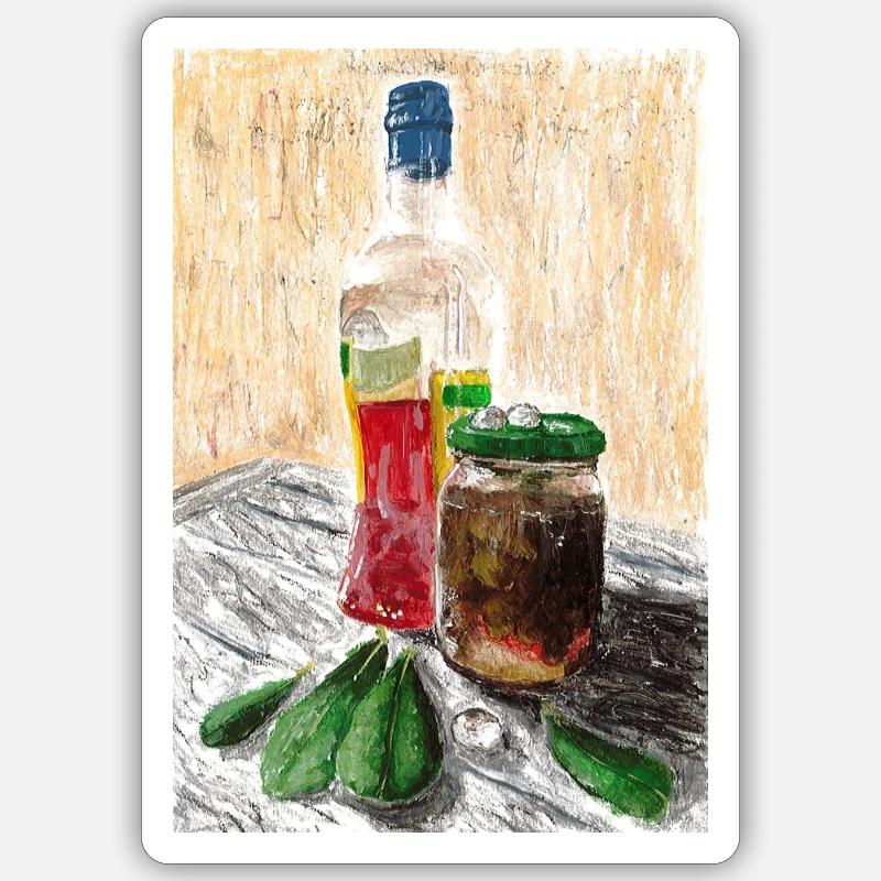 Alkohol und ein Glas Oliven Sticker Größe S (10 x 10 cm)