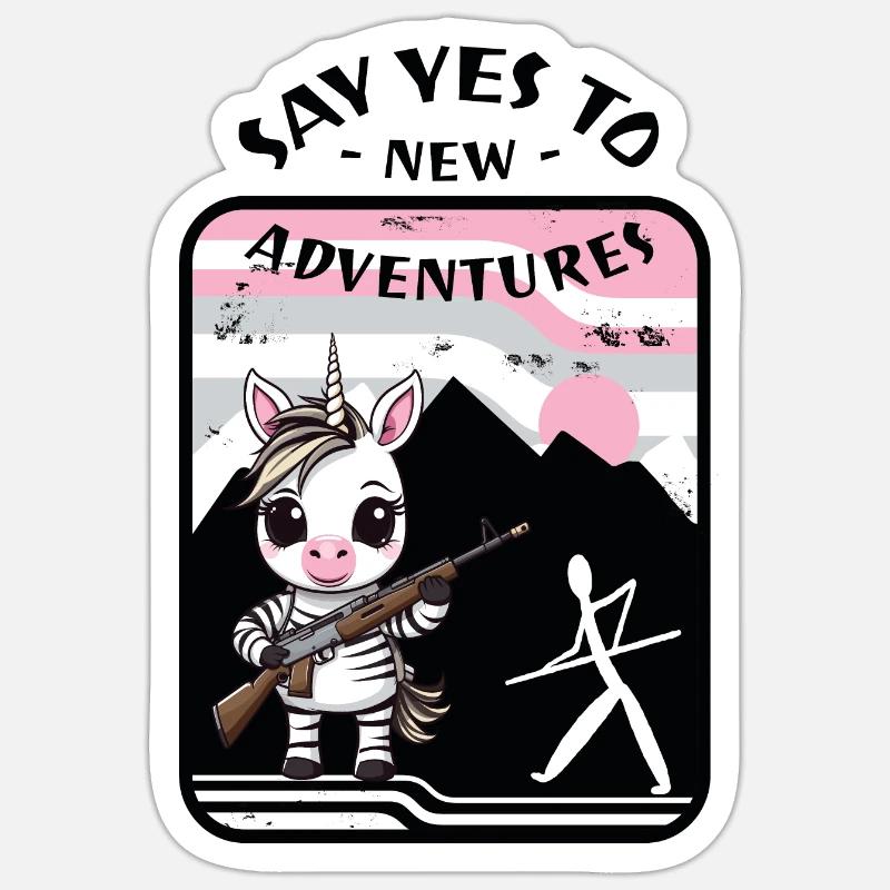 Licorne zèbre - Sticker taille S (10 x 10 cm) - blanc mat