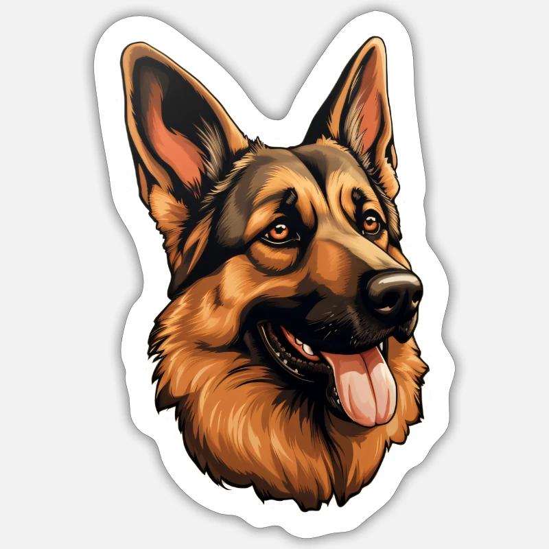 German Shepherd's Head German - Sticker size S (10 x 10 cm) - white matte