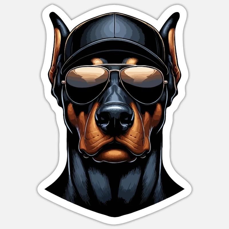 Doberman - Sticker taille S (10 x 10 cm) - blanc mat