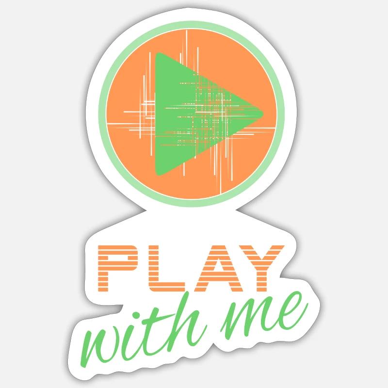 Play with me - orange/vert - Sticker taille S (10 x 10 cm) - blanc mat