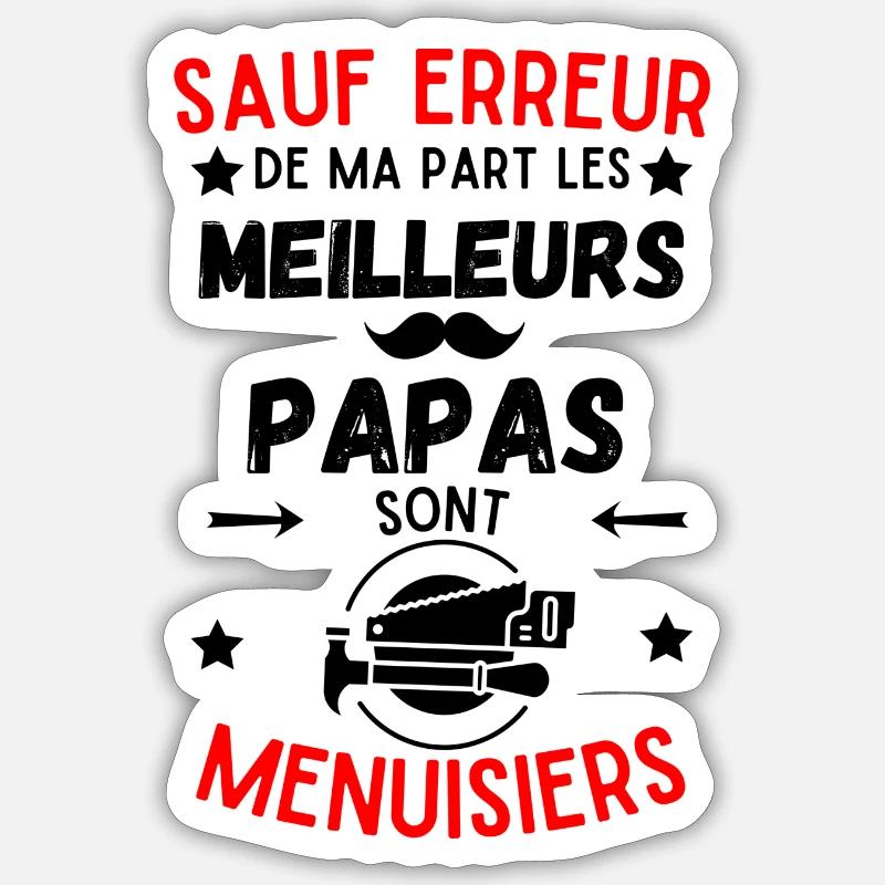PAPA MENUISIER - Sticker taille S (10 x 10 cm) - blanc mat