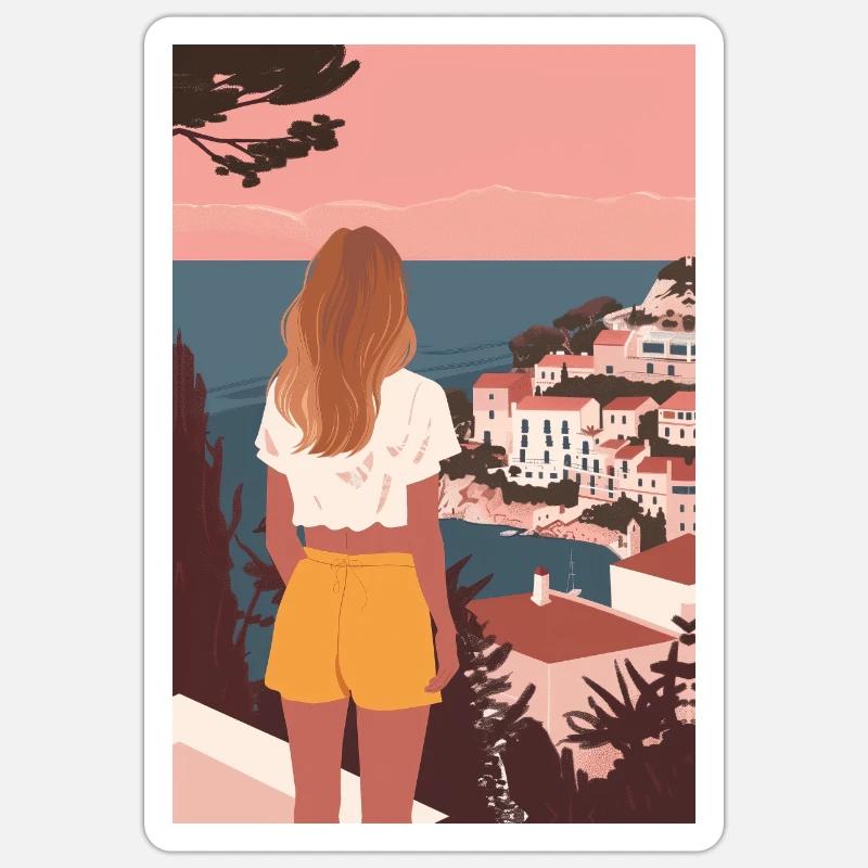 Vacances à la mer | IA - Sticker taille S (10 x 10 cm) - blanc mat