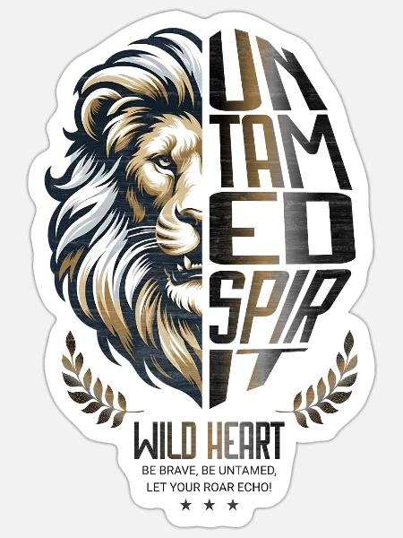 "Untamend Lion" - Sticker Größe S (10 x 10 cm) - Mattweiß
