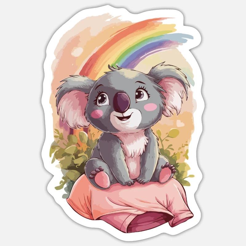 Regenbogen Koala - Sticker Größe S (10 x 10 cm) - Mattweiß