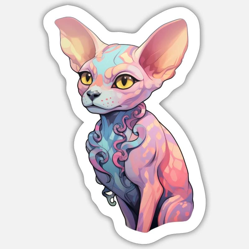 Chat Sphinx - Sticker taille S (10 x 10 cm) - blanc mat