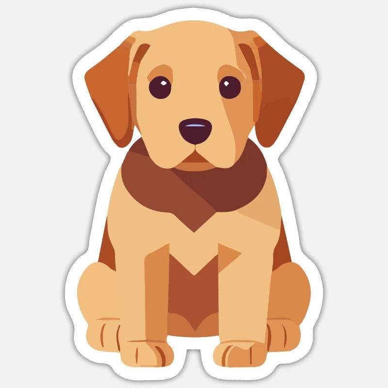 Chiot Labrador Chien mignon - Sticker taille S (10 x 10 cm) - blanc mat