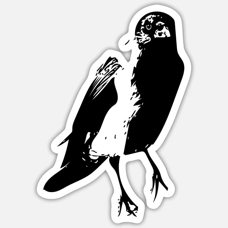 Nebelkrähe - Sticker Größe S (10 x 10 cm) - Mattweiß