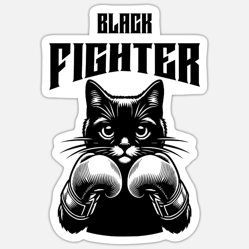 Katze mit Boxhandschuhen - Sticker Größe S (10 x 10 cm) - Mattweiß