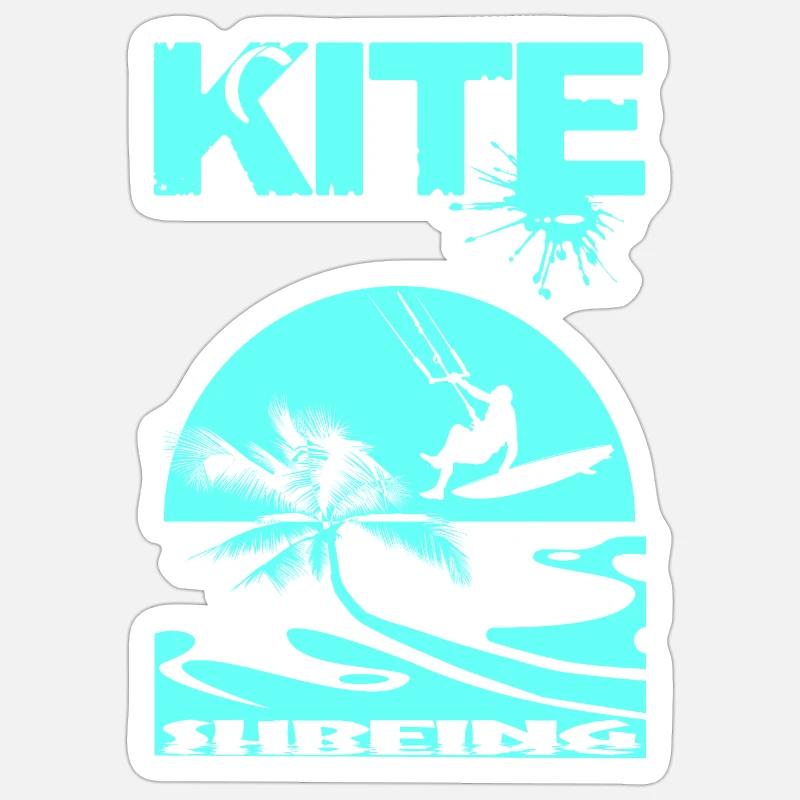 Kitesurf - Sticker taille S (10 x 10 cm) - blanc mat