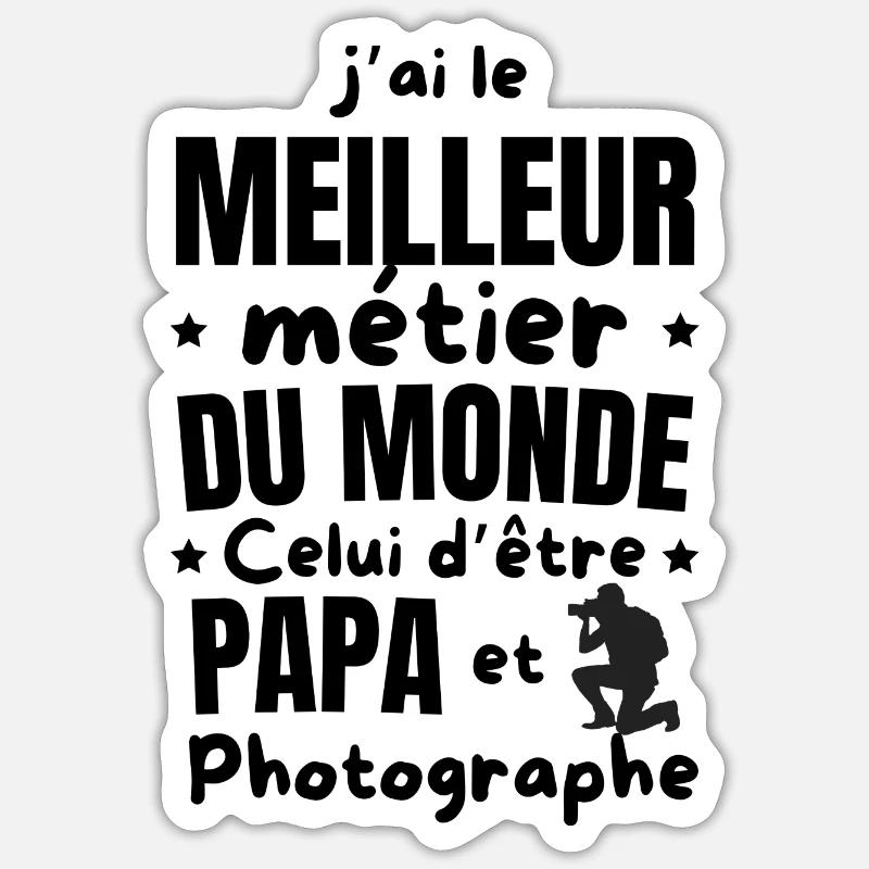 PAPA PHOTOGRAPHE - Sticker taille S (10 x 10 cm) - blanc mat