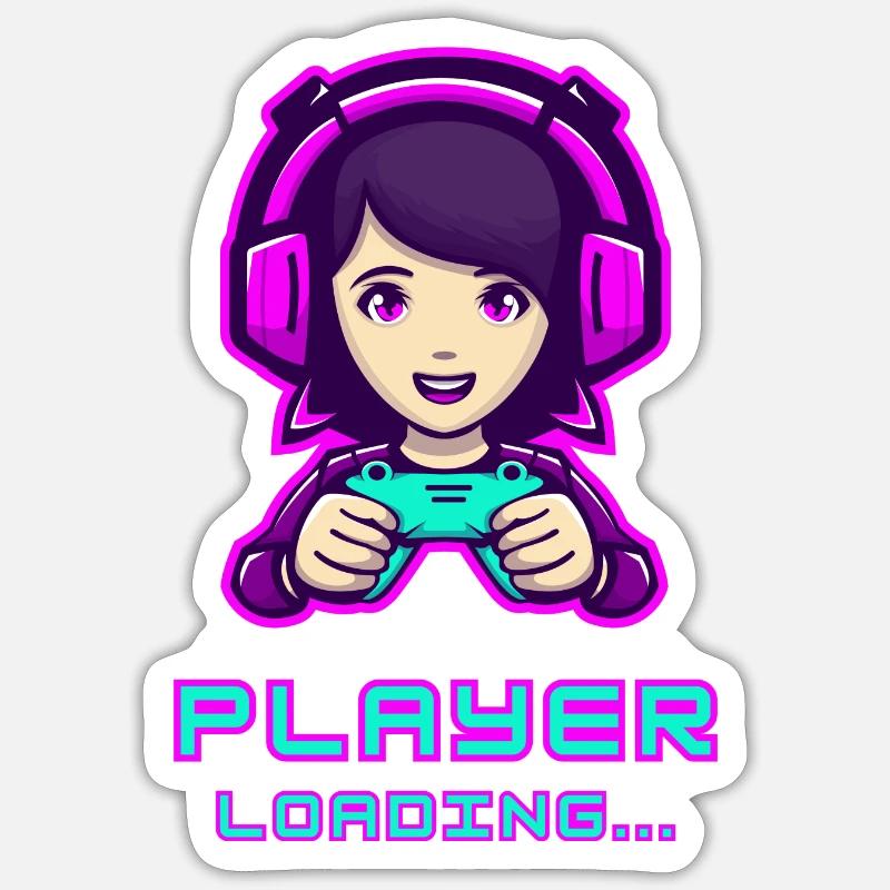 Cartoon Player - Loading - Sticker Größe S (10 x 10 cm) - Mattweiß