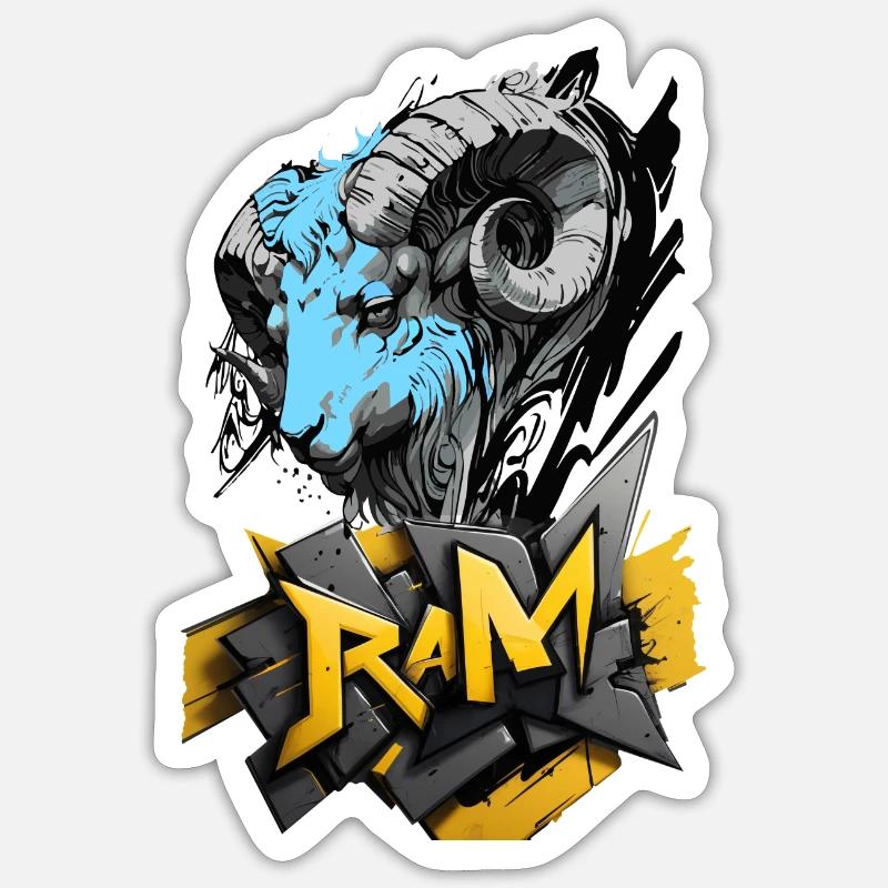 Widder, Widder-Zeichen - Sticker Größe S (10 x 10 cm) - Mattweiß