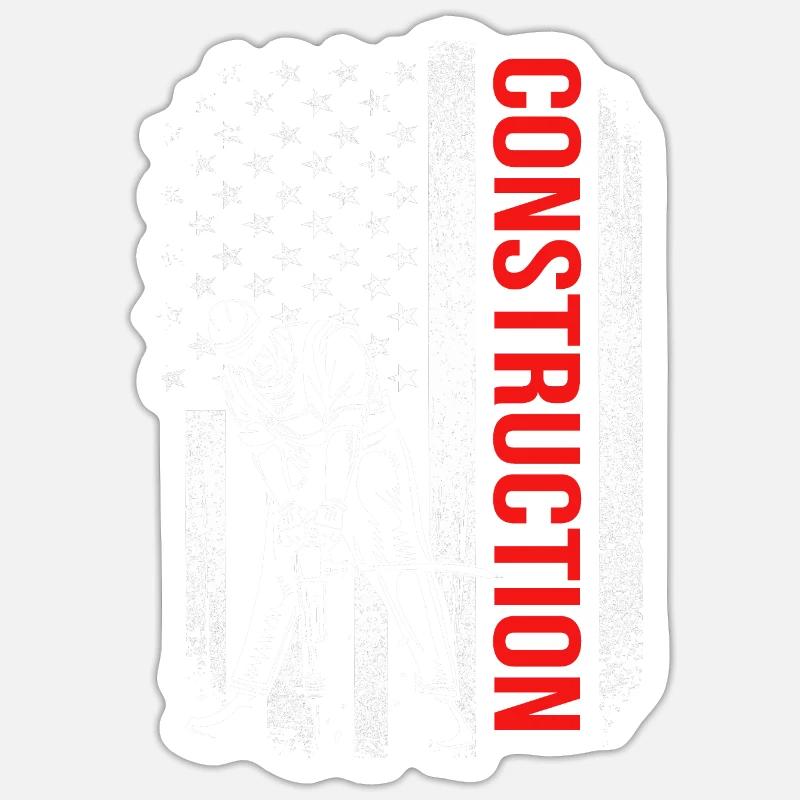 Chantier de construction - Sticker taille S (10 x 10 cm) - blanc mat