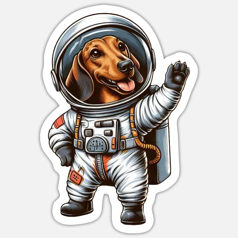 Teckel, astronaute, espace, science-fiction Sticker taille S (10 x 10 cm)