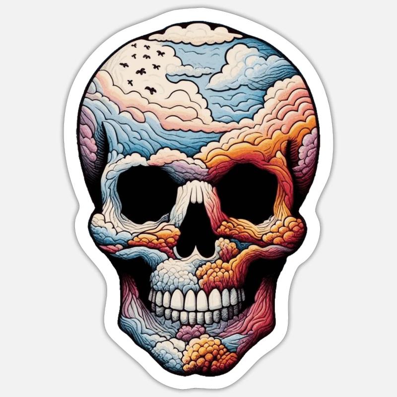 Tête de mort - Sticker taille S (10 x 10 cm) - blanc mat