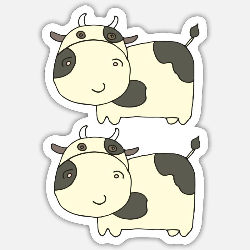 Vache double - Sticker taille S (10 x 10 cm) - blanc mat