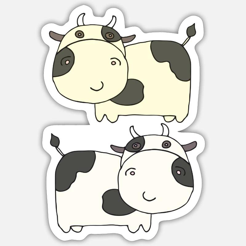 Cow double - Sticker size S (10 x 10 cm) - white matte