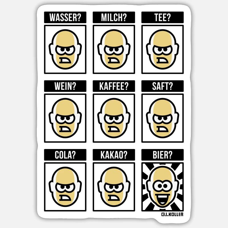 Nichts Geht Über Ein Bier! (Biertrinker POS 3C) - Sticker Größe S (10 x 10 cm) - Mattweiß