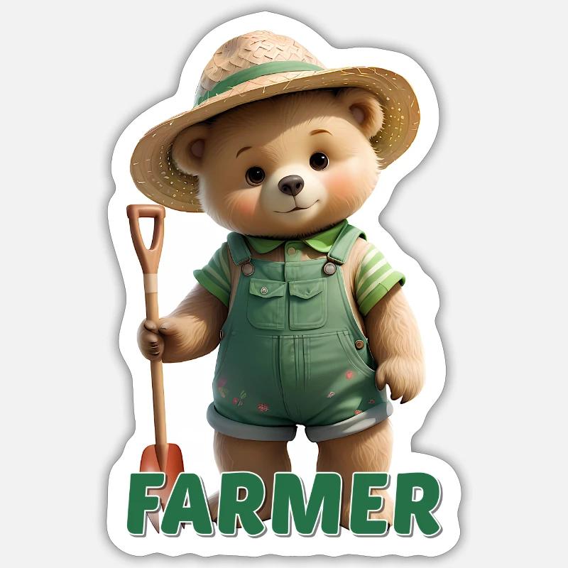 Garten Bär - Sticker Größe S (10 x 10 cm) - Mattweiß