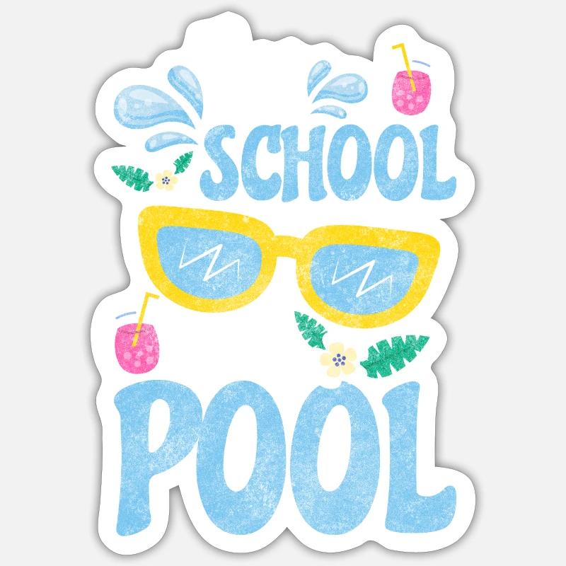Swimming Pool Feier - Sticker Größe S (10 x 10 cm) - Mattweiß