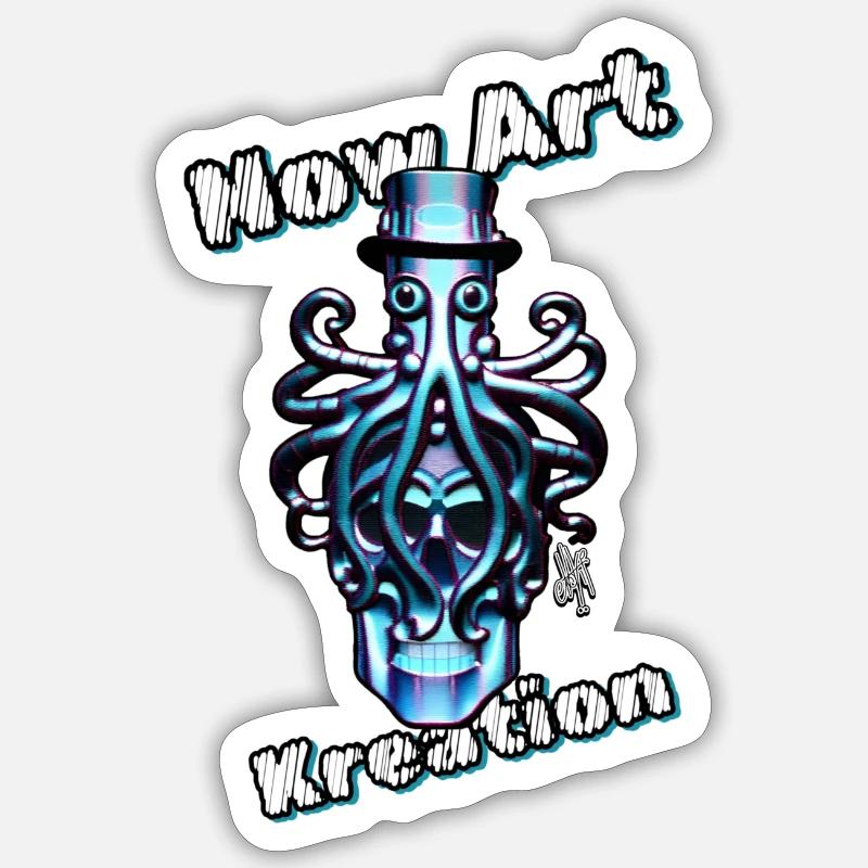 STEAMPUNK OCTOPUS Sticker taille S (10 x 10 cm)