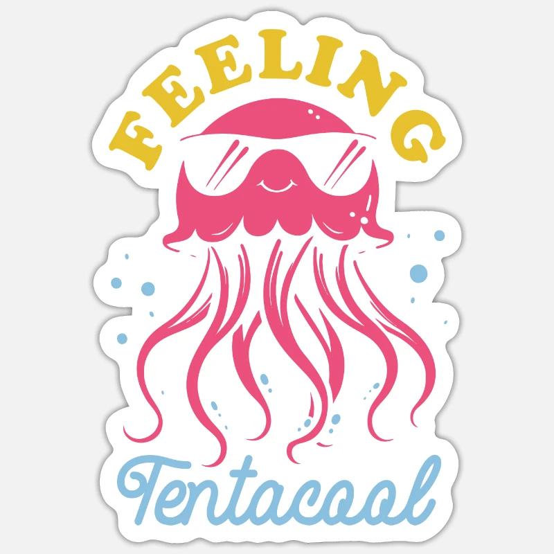 Feeling Tentacool - Jellyfish with Tentacles Sticker size S (10 x 10 cm)
