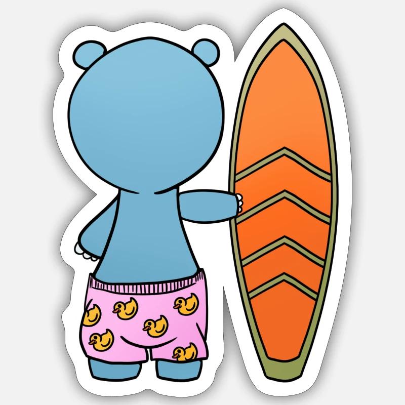 Planche de surf Hippo - Sticker taille S (10 x 10 cm) - blanc mat