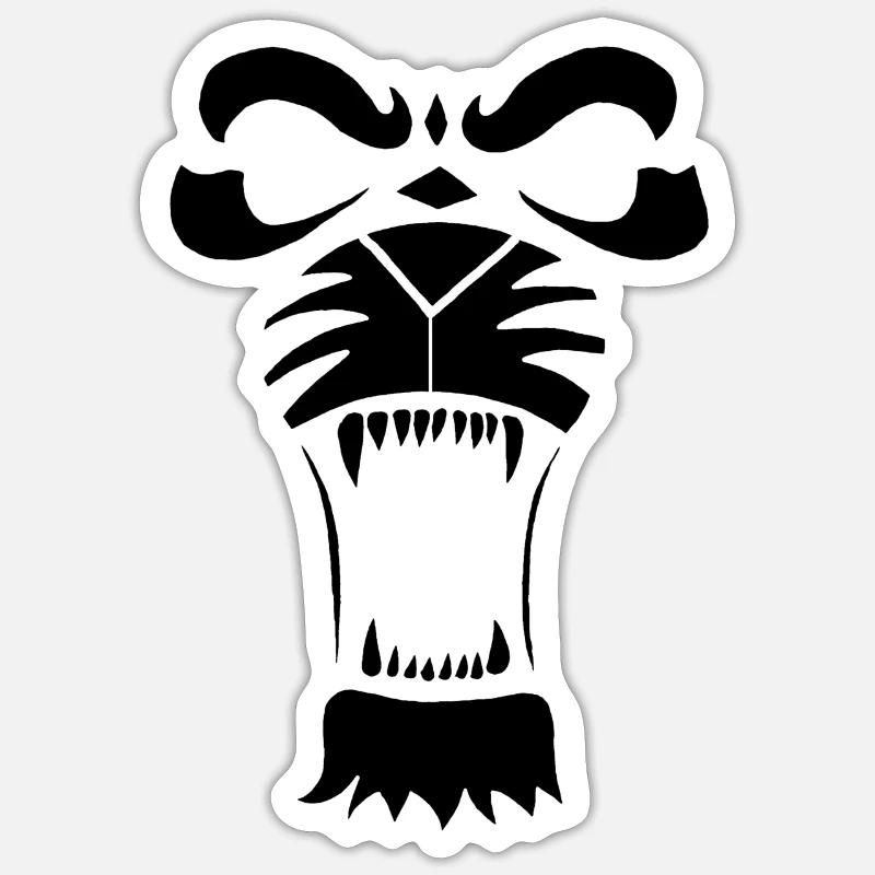 Raublöwe oder Tiger (Schwarz) - Sticker Größe S (10 x 10 cm) - Mattweiß