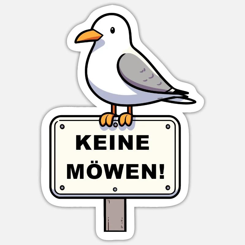 Freche Möwe auf Möwen Verbotsschild Schild Zeichen Sticker Größe S (10 x 10 cm)