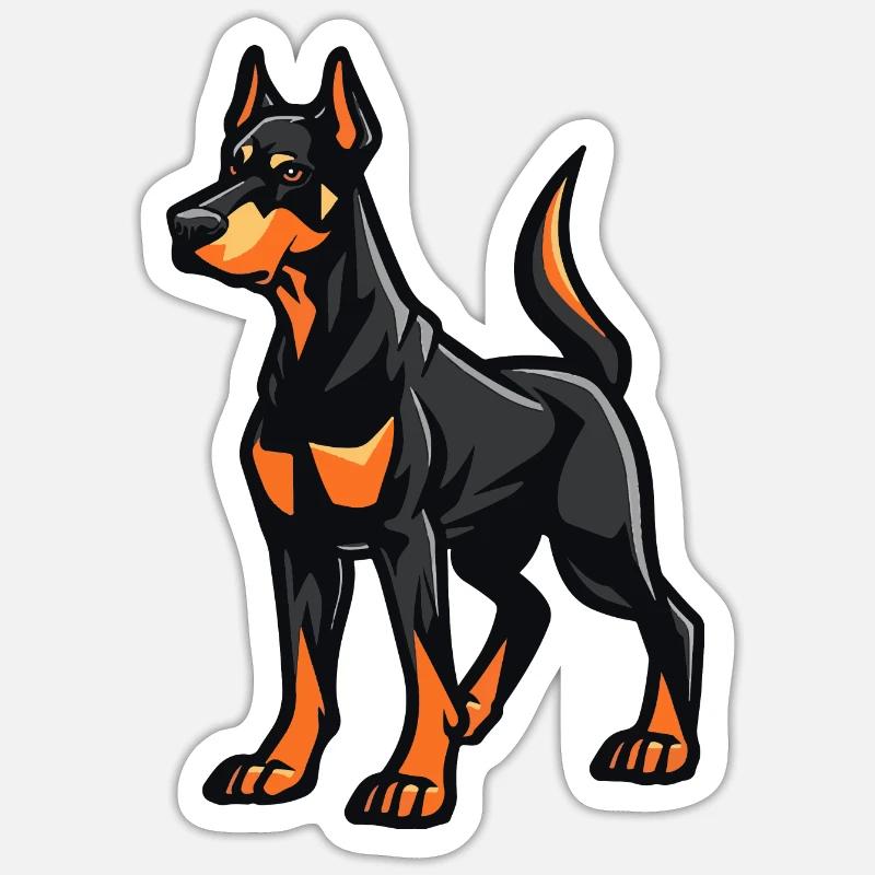 Doberman Dog Comic - Sticker size S (10 x 10 cm) - white matte
