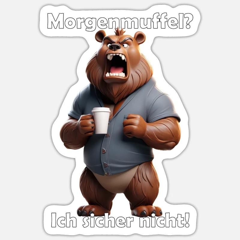 Morgenmuffel - Sticker Größe S (10 x 10 cm) - Mattweiß