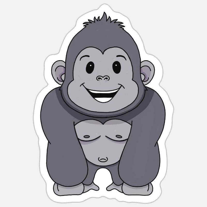 Gorilla Affe - Sticker Größe S (10 x 10 cm) - Mattweiß