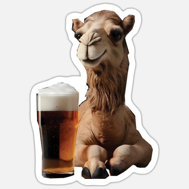 Kamel Bier - Sticker Größe S (10 x 10 cm) - Mattweiß