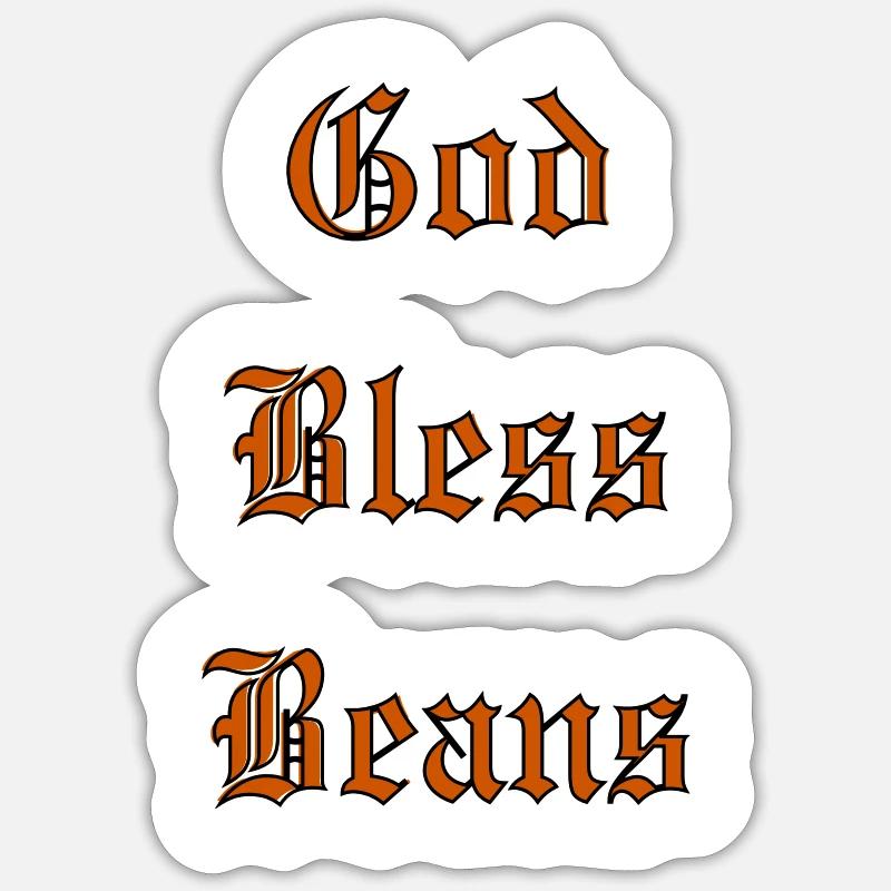 GodBlessBeans - Sticker taille S (10 x 10 cm) - blanc mat