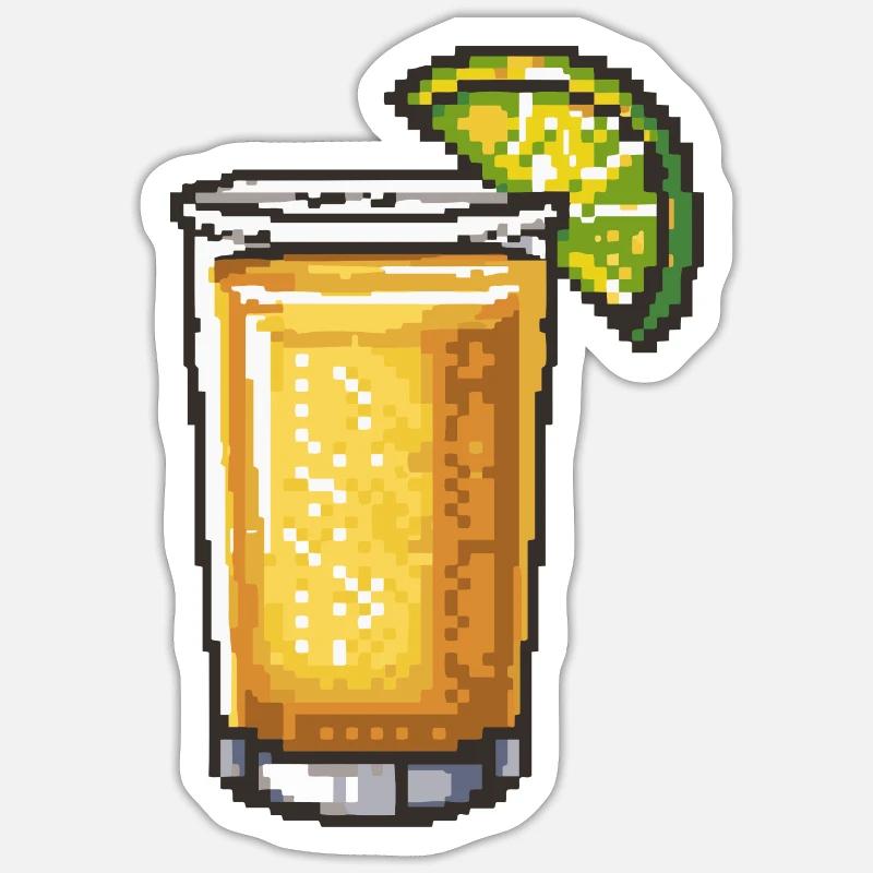 Tequila Pixel Gamer - Sticker taille S (10 x 10 cm) - blanc mat