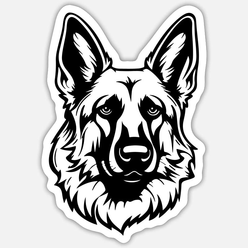 German Shepherd Dog Head - Sticker size S (10 x 10 cm) - white matte
