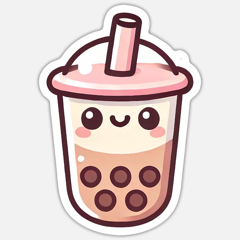 kawaii bubble tea - Sticker size S (10 x 10 cm) - white matte