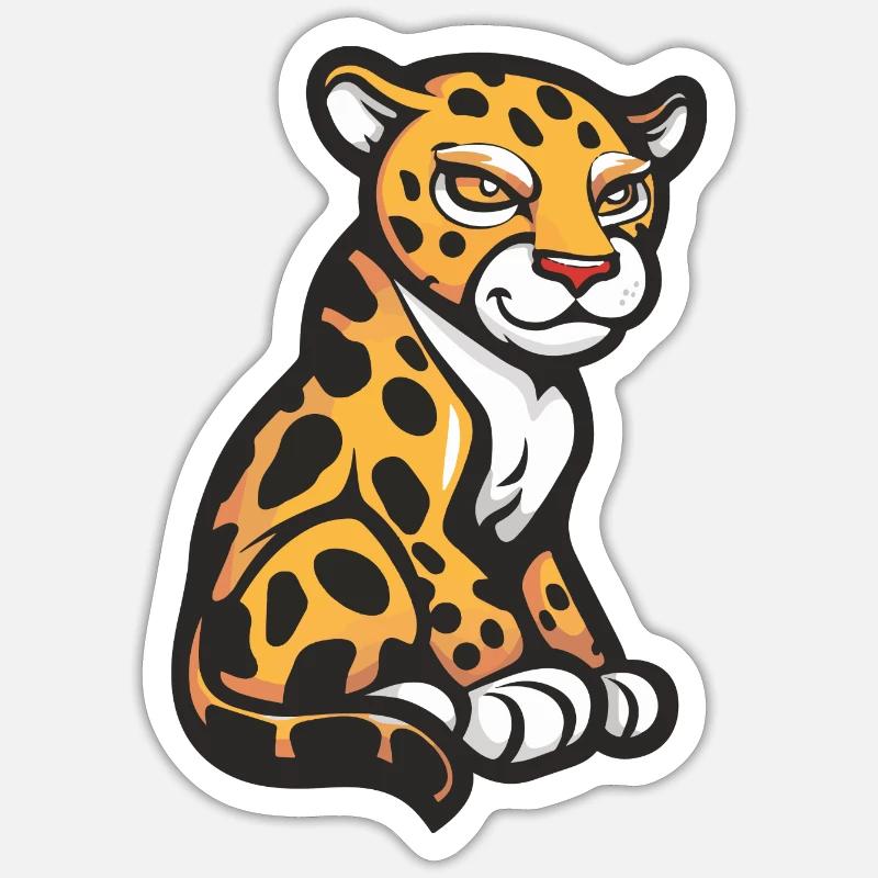 guépard - Sticker taille S (10 x 10 cm) - blanc mat