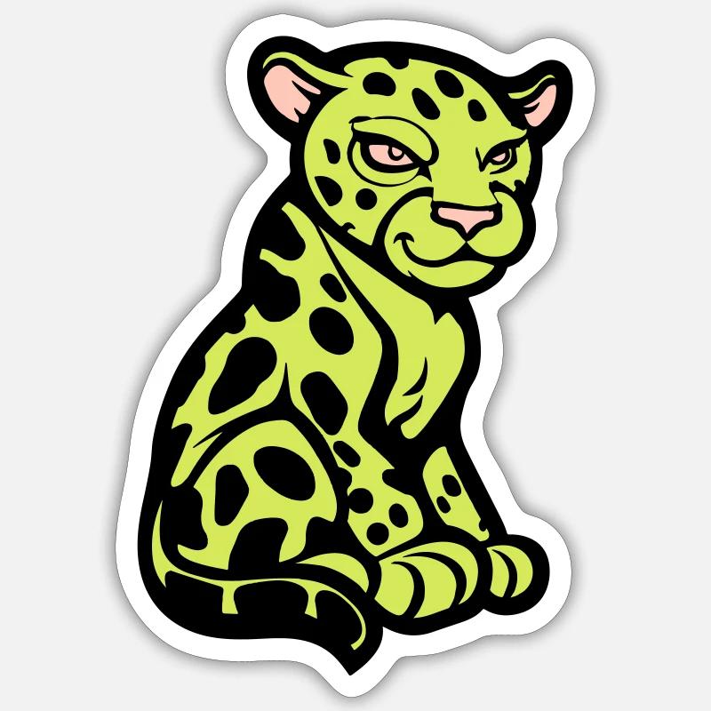 gepard tier comic - Sticker Größe S (10 x 10 cm) - Mattweiß
