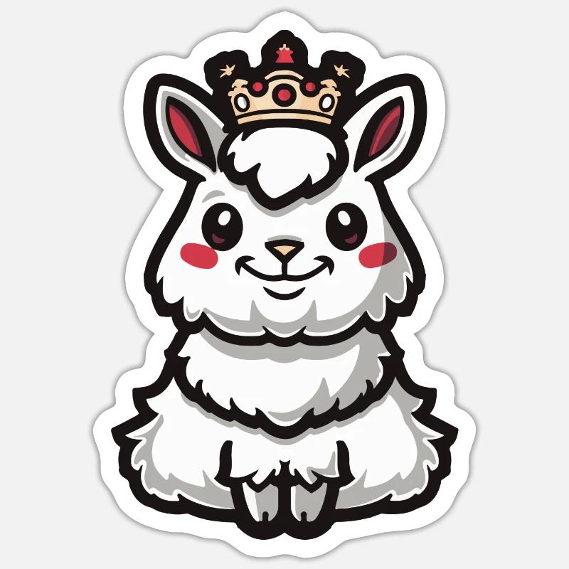 Alpaka Llama Comic Krone - Sticker Größe S (10 x 10 cm) - Mattweiß