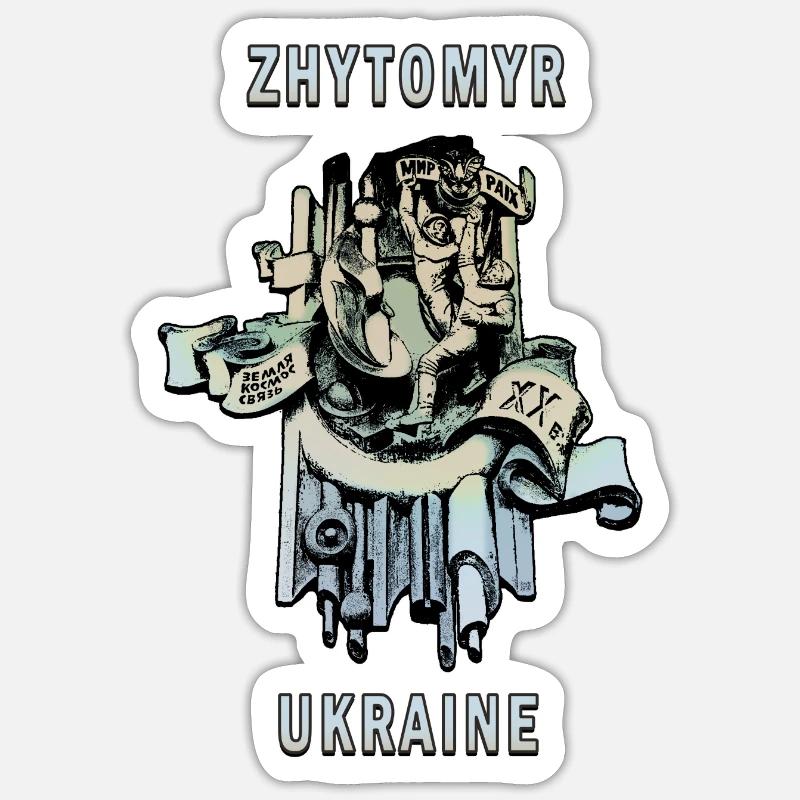 Zhytomyr Cosmonaut (ENG) - Ukraine Architecture - Sticker size S (10 x 10 cm) - white matte