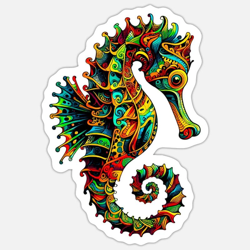 Seepferdchen - Sticker Größe S (10 x 10 cm) - Mattweiß