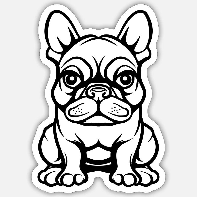 bulldogg hund comic - Sticker Größe S (10 x 10 cm) - Mattweiß
