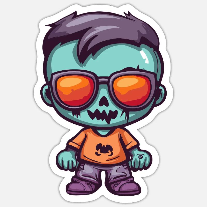 Zombie Halloween Cool - Sticker Größe S (10 x 10 cm) - Mattweiß