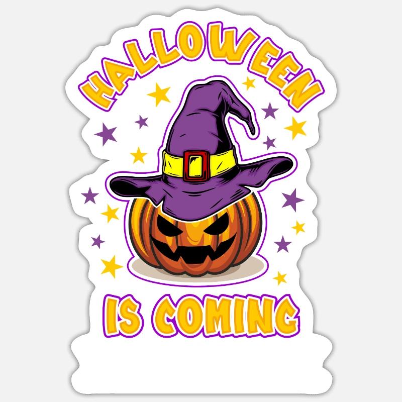Halloween arrive - Sticker taille S (10 x 10 cm) - blanc mat