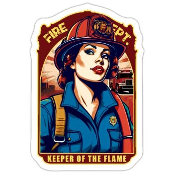 Feuerwehrfrau - Sticker Größe S (10 x 10 cm) - Mattweiß - Vorne