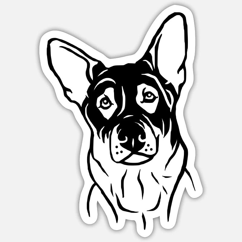 Schäferhund - Sticker Größe S (10 x 10 cm) - Mattweiß