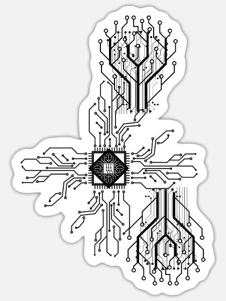 elektriker Elektrik Elektronik Beruf Spannung CPU - Sticker Größe S (10 x 10 cm) - Mattweiß