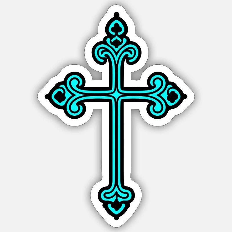 Croix Signe Foi - Sticker taille S (10 x 10 cm) - blanc mat
